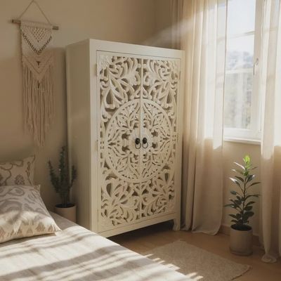 Mango Wood Cabinet Shelf Solid Wood Storage