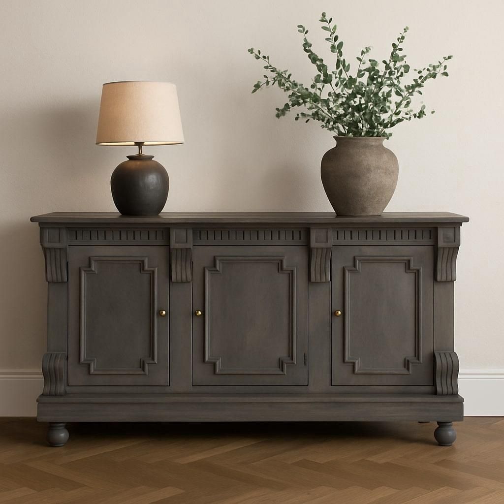Tobias Classic Carved 3-Door Wood Sideboard