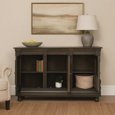 Tobias Classic Carved 3-Door Wood Sideboard