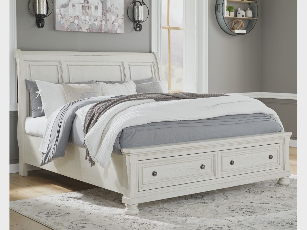 Robbinsdale Queen Sleigh Bed with 2 Storage Drawers