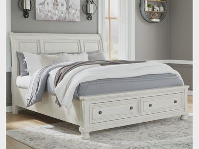 Robbinsdale Queen Sleigh Bed with 2 Storage Drawers