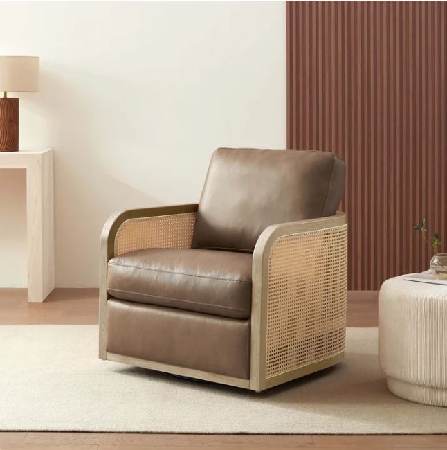 Harley Leather Swivel Accent Chair