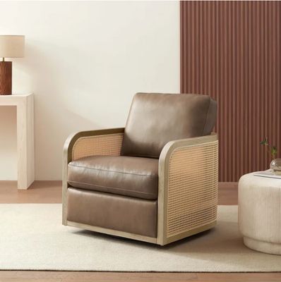 Harley Leather Swivel Accent Chair