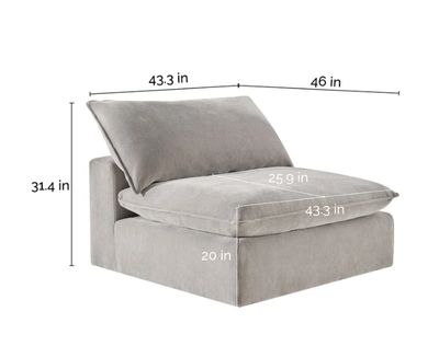 Sereen Fabric Armless Chair, Taupe