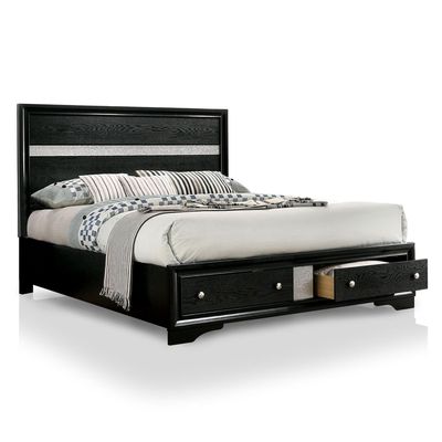 FOA Laren Black Wood  Queen Bed