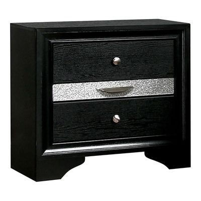 FOA Laren Black Wood Nightstand