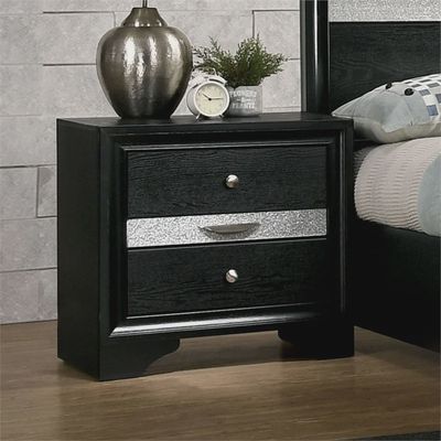 FOA Laren Black Wood Nightstand