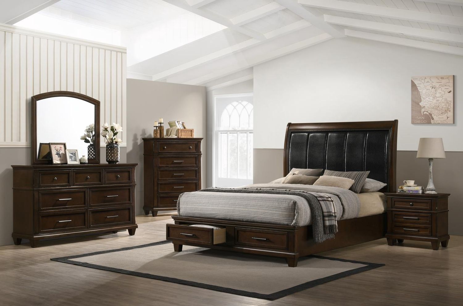 Bradford  Brown Storage Queen Bed