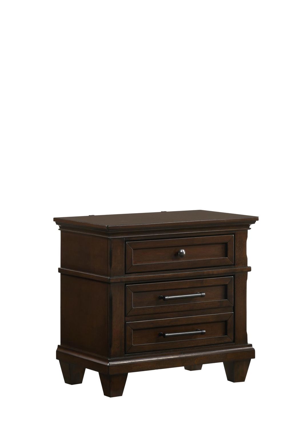 Bradford 3 Drawers Brown Nightstand with USB Charger