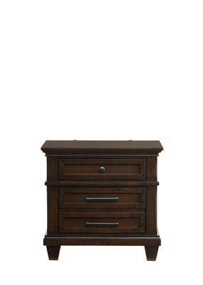 Bradford 3 Drawers Brown Nightstand with USB Charger