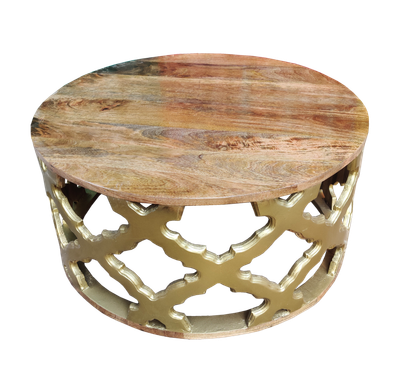 A round solid wood coffee table