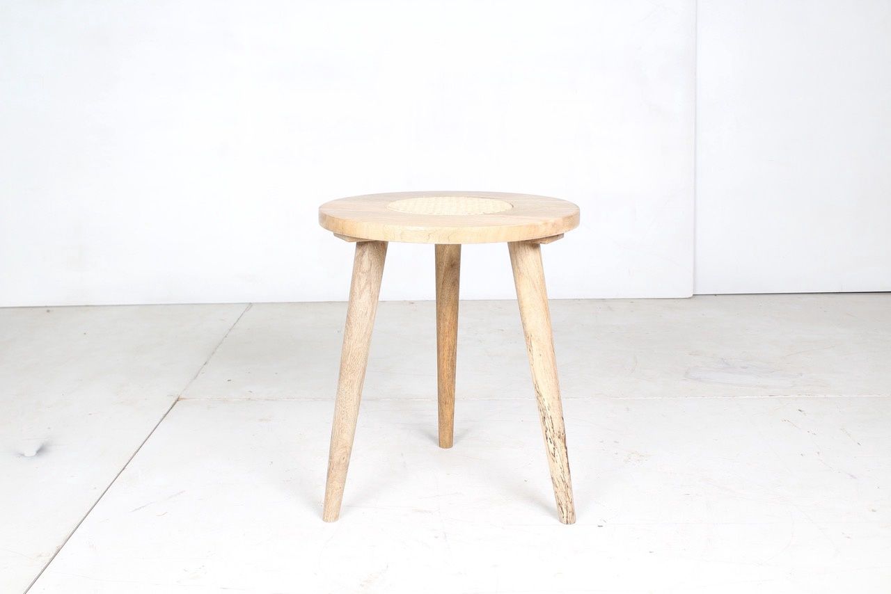Mango Side Table with Cane, Colour: NATURAL FINISH