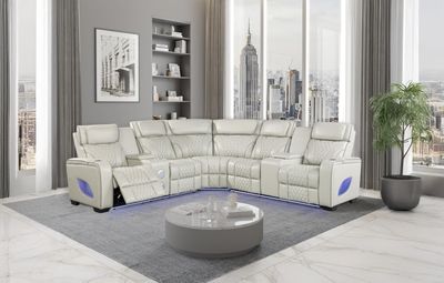 3 PC Power Sectional with Power Headrest, Console, Bluetooth Speaker LED Light