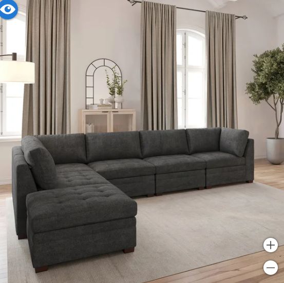 Thomasville Tisdale Modular Sectional Dark Gray with Storage Ottoman, Size: 6-piece