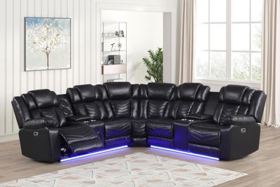 Newnan - Black Power Recliner Sectional