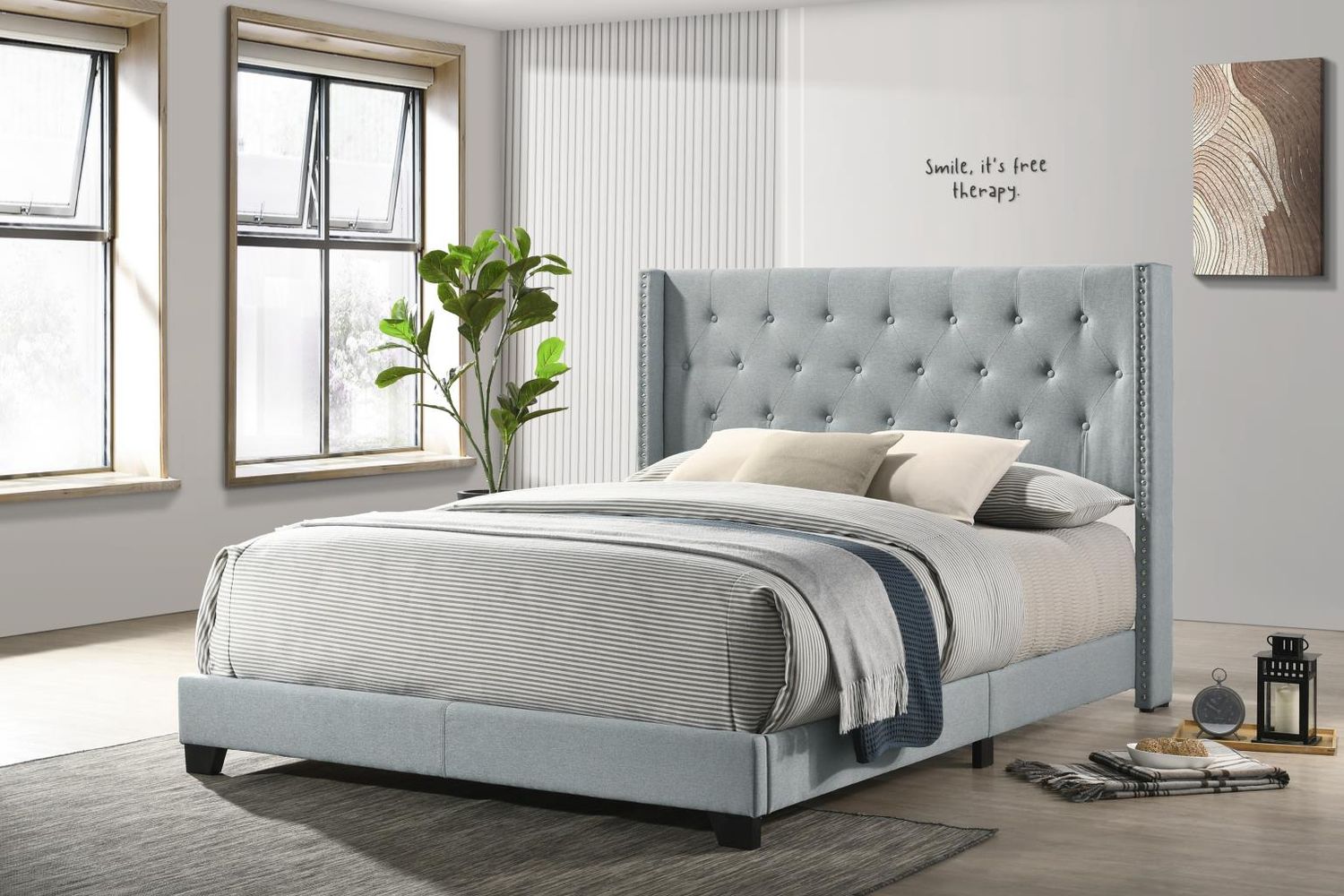 Teal King Bed Upholstered