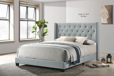 Teal King Bed Upholstered