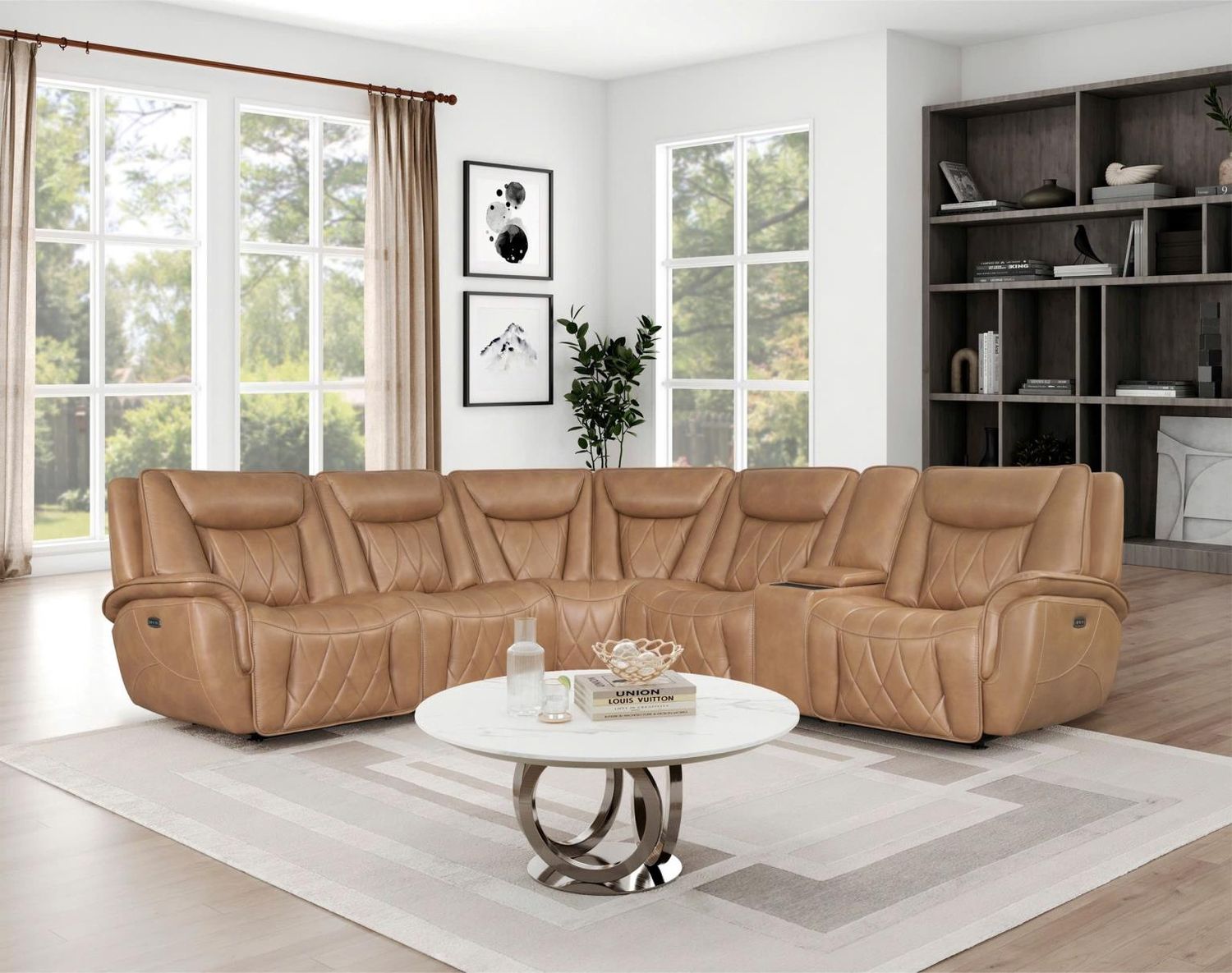Corinthian Jordan Sectional in Montana Camel 6PC