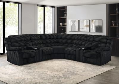 Nexus Black Manual Recliner Sectional with Storage Consoles and Cup Holder
