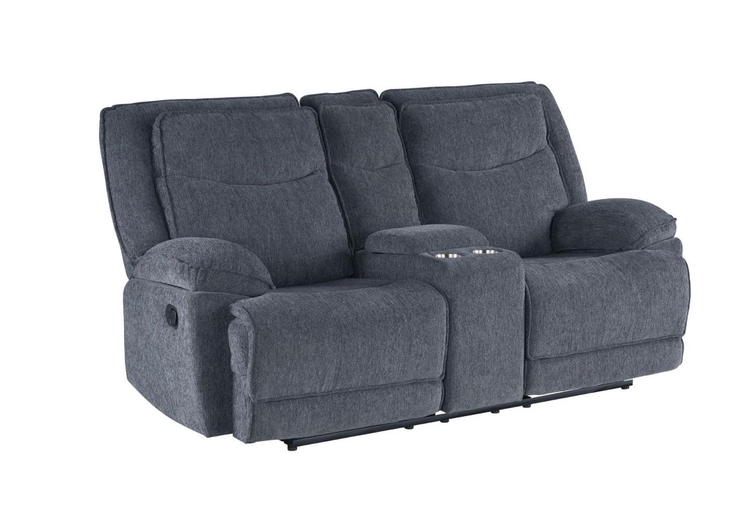 Asheville  Gray Manual Recliner Loveseat with Storage Console and Cup Holder