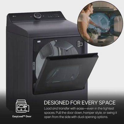 LG - 7.3 Cu. Ft. Smart Electric Dryer with Steam and EasyLoad Door - Matte Black