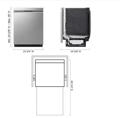 24 in. Top Control Standard 48 dBA Dishwasher with QuadWash in Stainless Steel