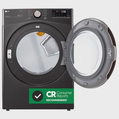 LG - 7.4 Cu. Ft. Stackable Smart Electric Dryer with Steam and Built-In Intelligence - Black Steel