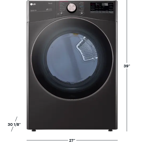 LG - 7.4 Cu. Ft. Stackable Smart Electric Dryer with Steam and Built-In Intelligence - Black Steel
