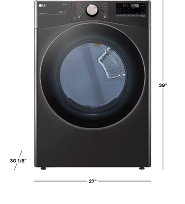 LG - 7.4 Cu. Ft. Stackable Smart Electric Dryer with Steam and Built-In Intelligence - Black Steel
