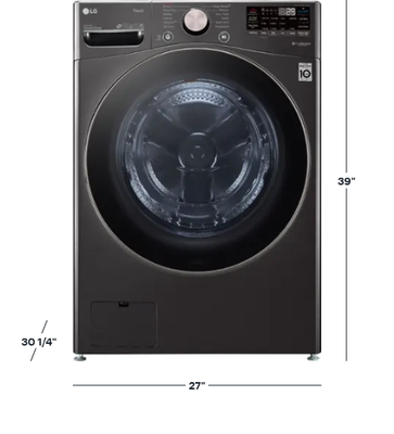 LG - 4.5 Cu. Ft. High-Efficiency Stackable Smart Front Load Washer with Steam and Built-In Intelligence - Black Steel