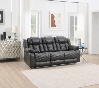 Recliner Sofa Set with Wireless Charger LED Lights