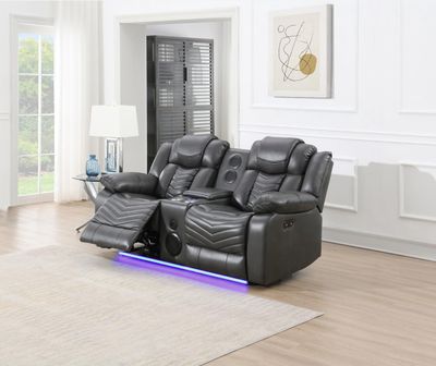 Recliner Loveseat Set with Wireless Charger LED Lights