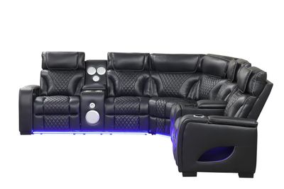 Rock Star Black Power Recliner Sectional with Power Headrest