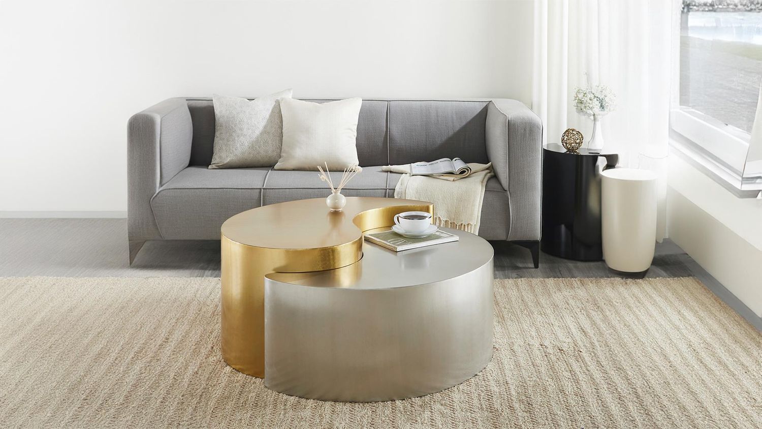 Ying Yang Coffee Table Gold &amp; Silver