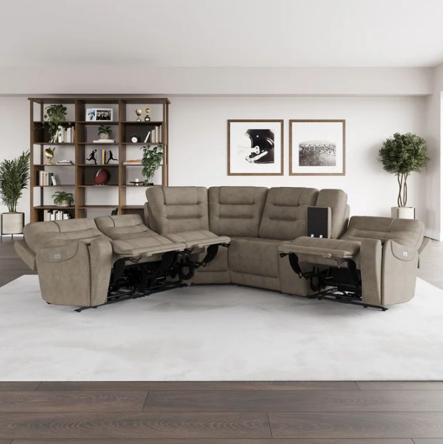 Carmelo Fabric Power Reclining Sectional with Power Headrests