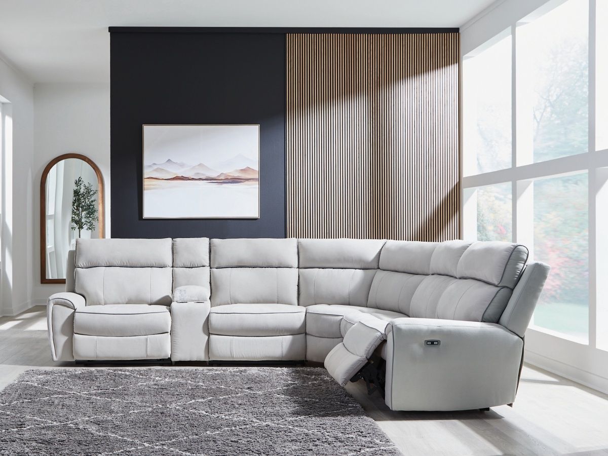 Social Pointe Reclining Sectional with Storage Console, Size: 6-Piece