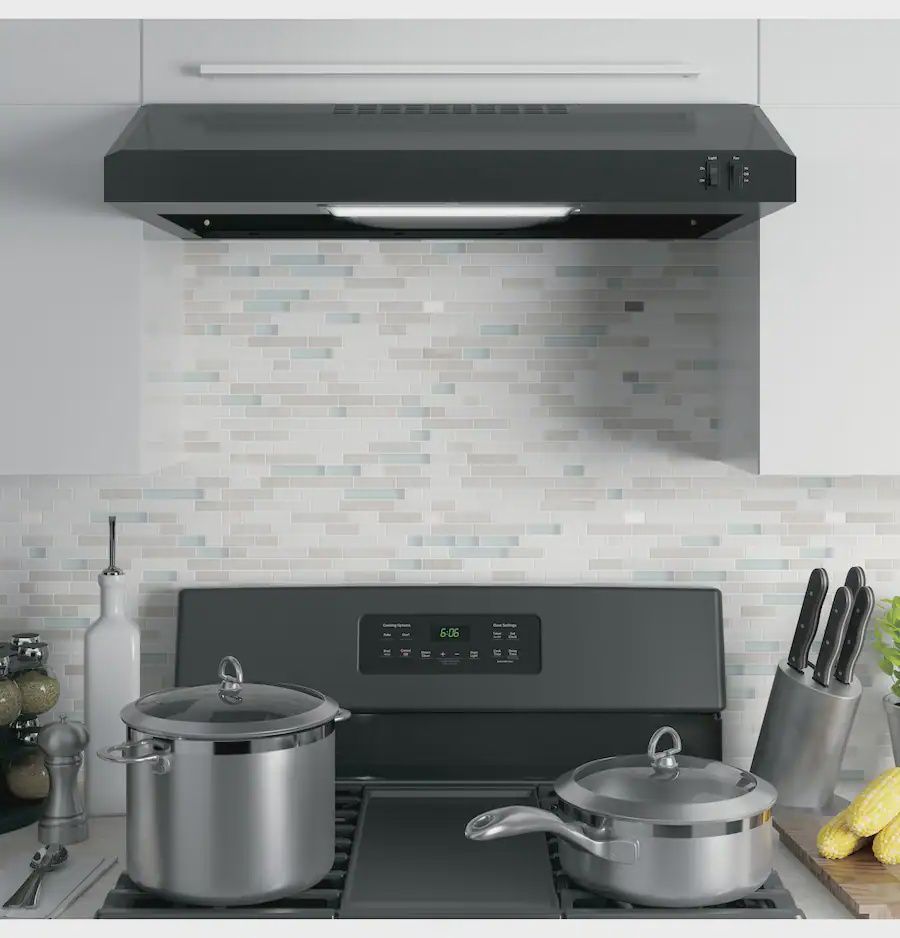 GE 30 in. Over the Range Convertible Range Hood in Black