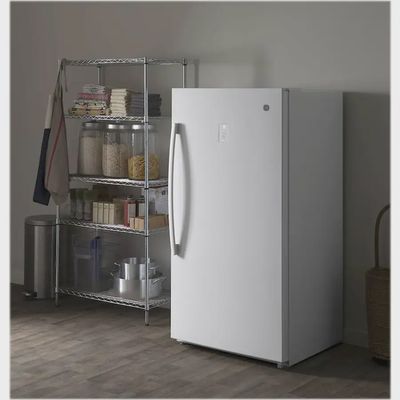 GE Garage Ready 17.3 cu. ft. Frost Free Defrost Upright Freezer in White