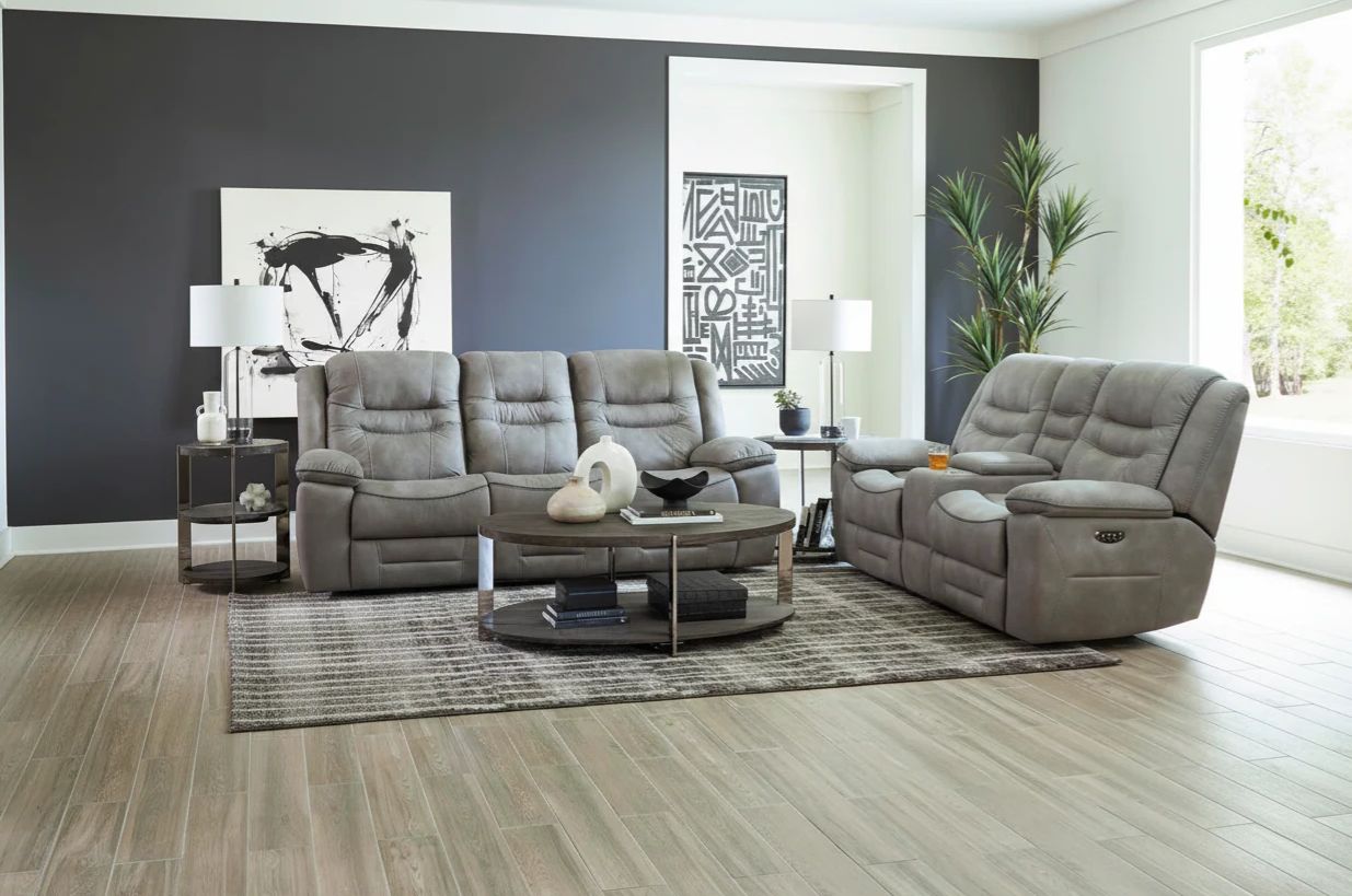 Grey Motion Collection Sofa &amp; Loveseat