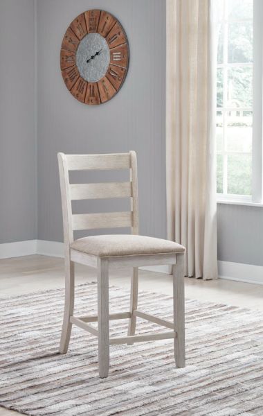 Skempton Counter Height Ladderback Bar Stool with Upholstered Seat (Set of 2)