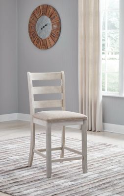 Skempton Counter Height Ladderback Bar Stool with Upholstered Seat (Set of 2)