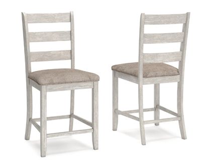 Skempton Counter Height Ladderback Bar Stool with Upholstered Seat (Set of 2)