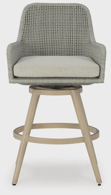Seton Creek Outdoor Bar Height Barstool with Cushion (Set of 2)