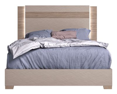 Nora - King Size Bed With Light - Beige / Light Brown