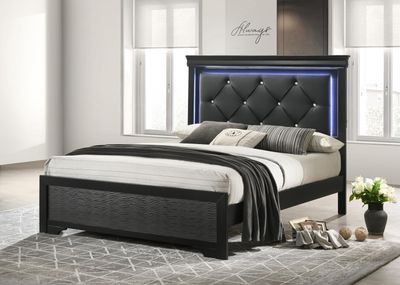 B395 - Twin LED Bed Frame - Black - Black / Twin
