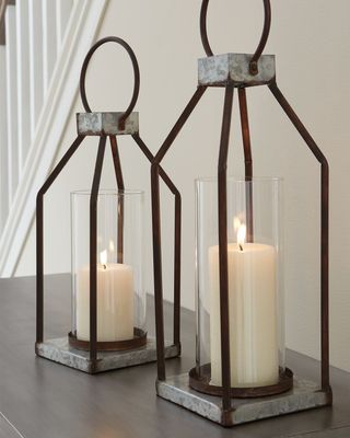 Diedrick - Lantern Set (Set of 2) - Gray / Black