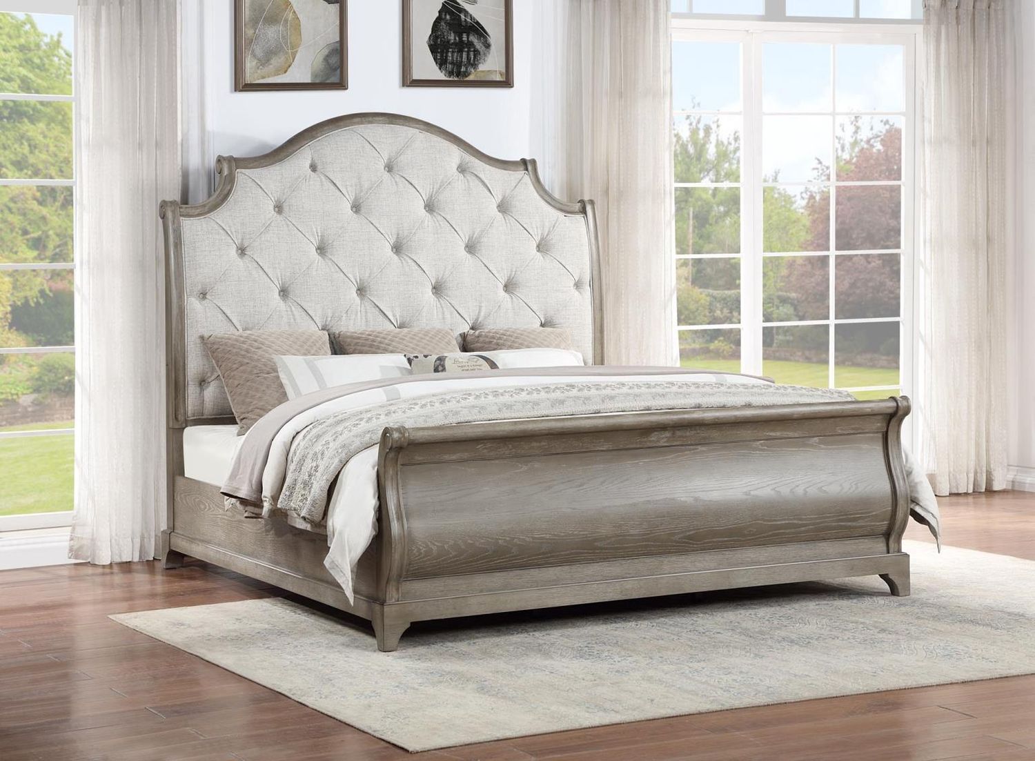 B022 - Queen Bed - Gray - Gray / Queen