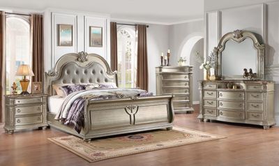 B055 - Queen Bed - Champagne - Gold / Queen