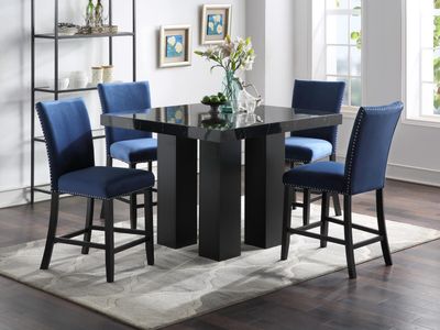 D132 - Faux Marble Counter Table - Black