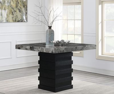 D136 - Faux Marble Counter Table - Gray